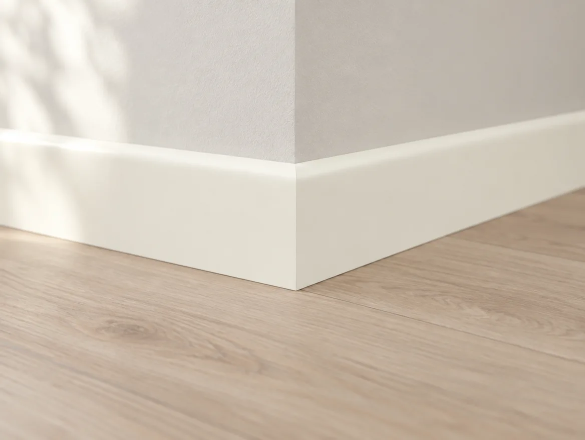 Sockelleiste furniert Weiß · abgerundet 15 × 60 mm