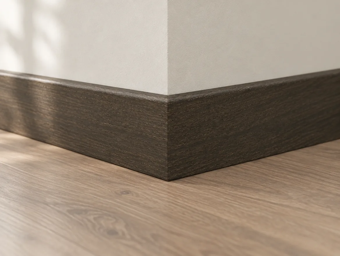 Sockelleiste furniert Eiche carbon · 16 × 60 mm