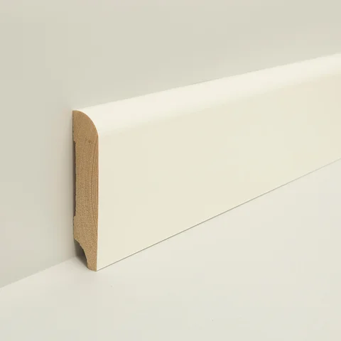 Sockelleiste Kiefer weiß · Rund 18 × 80 mm